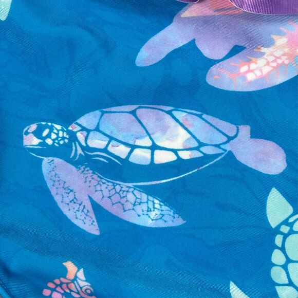 NWT Girl's 18-24 Months Dot & Zazz Swim Bathing Suit 1 pc Blue Purple Sea Turtle - Picture 2 of 9